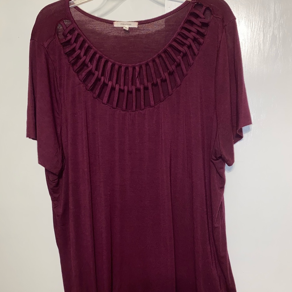 Maurices Maroon 0X Lattice tie top